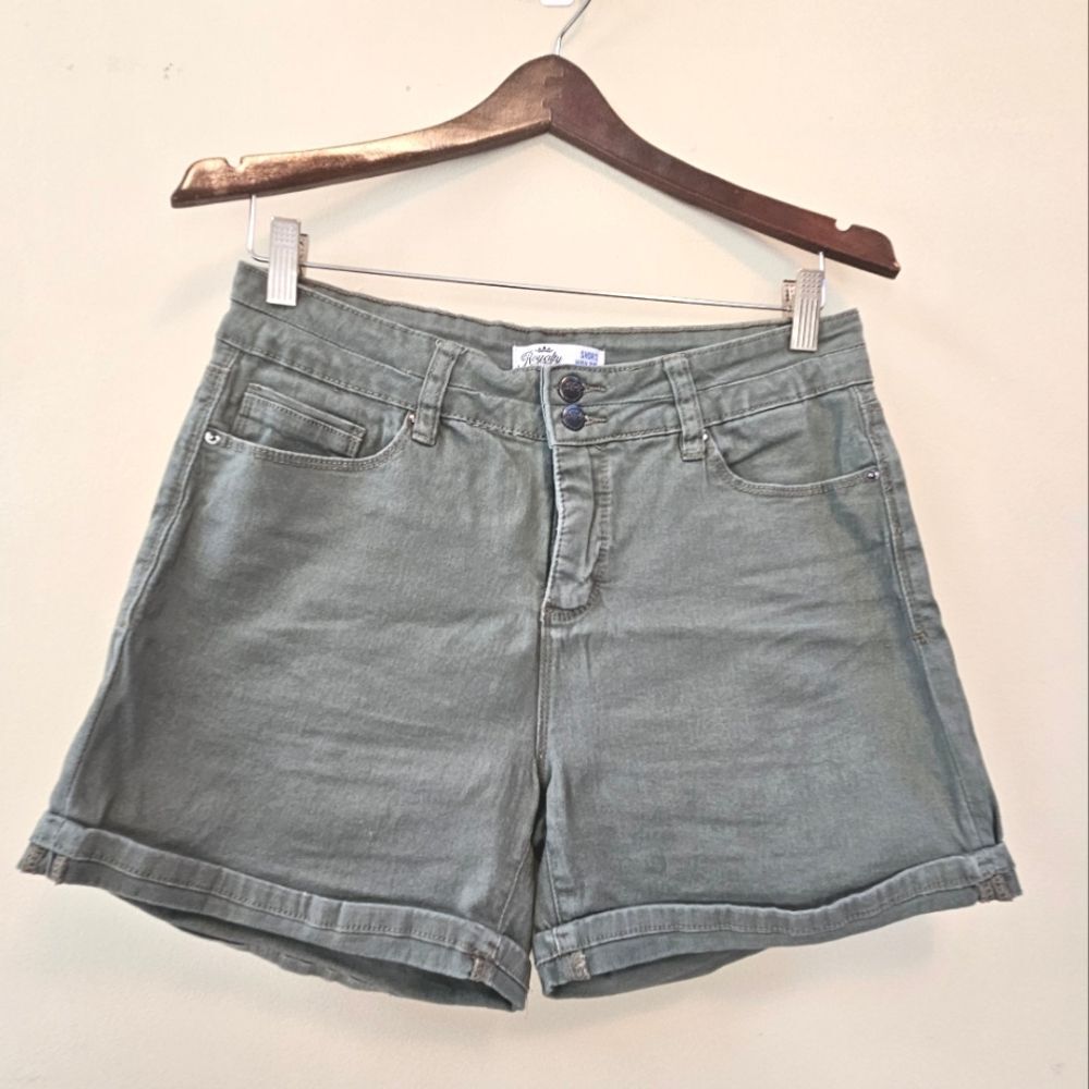 Royalty For Me Denim Shorts Women's Sz 6 Green High Rise